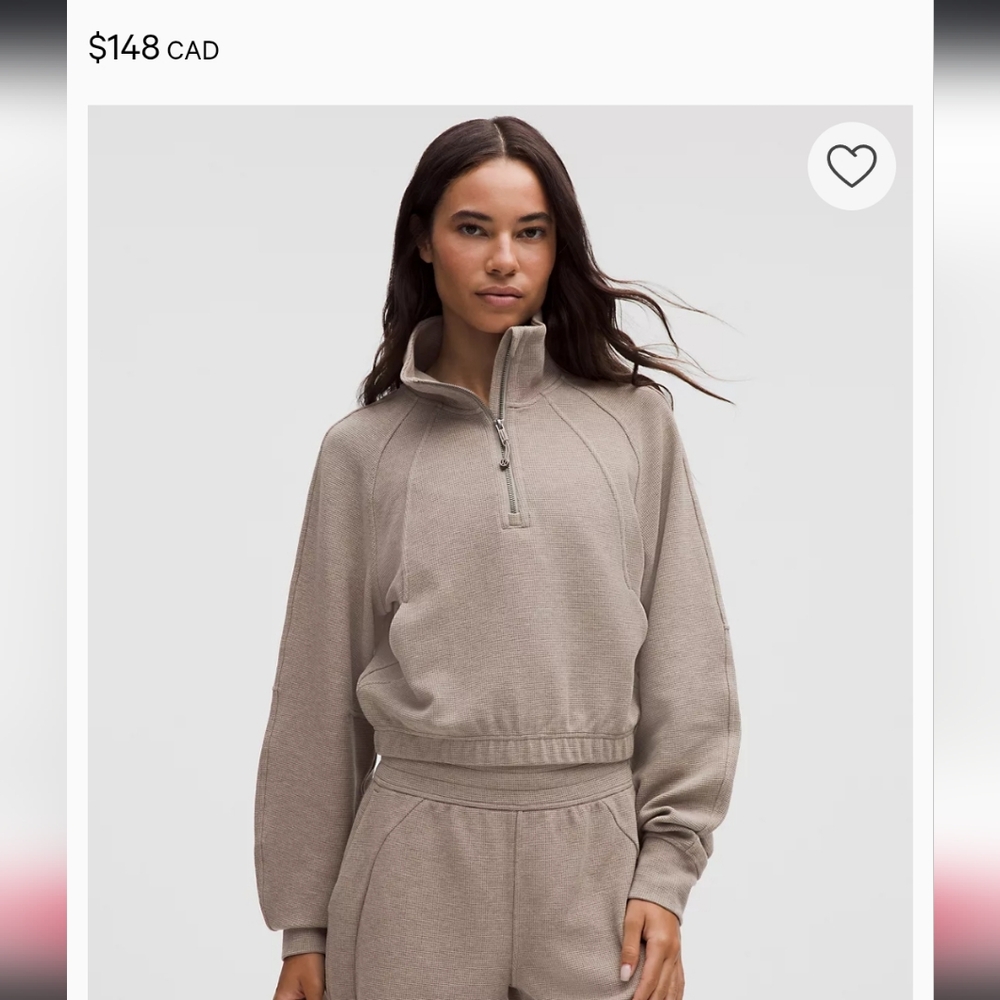 Lululemon 🍋 Scuba Cropped 1/2 Zip Funnel Neck *Waffle IKIK Sz XL